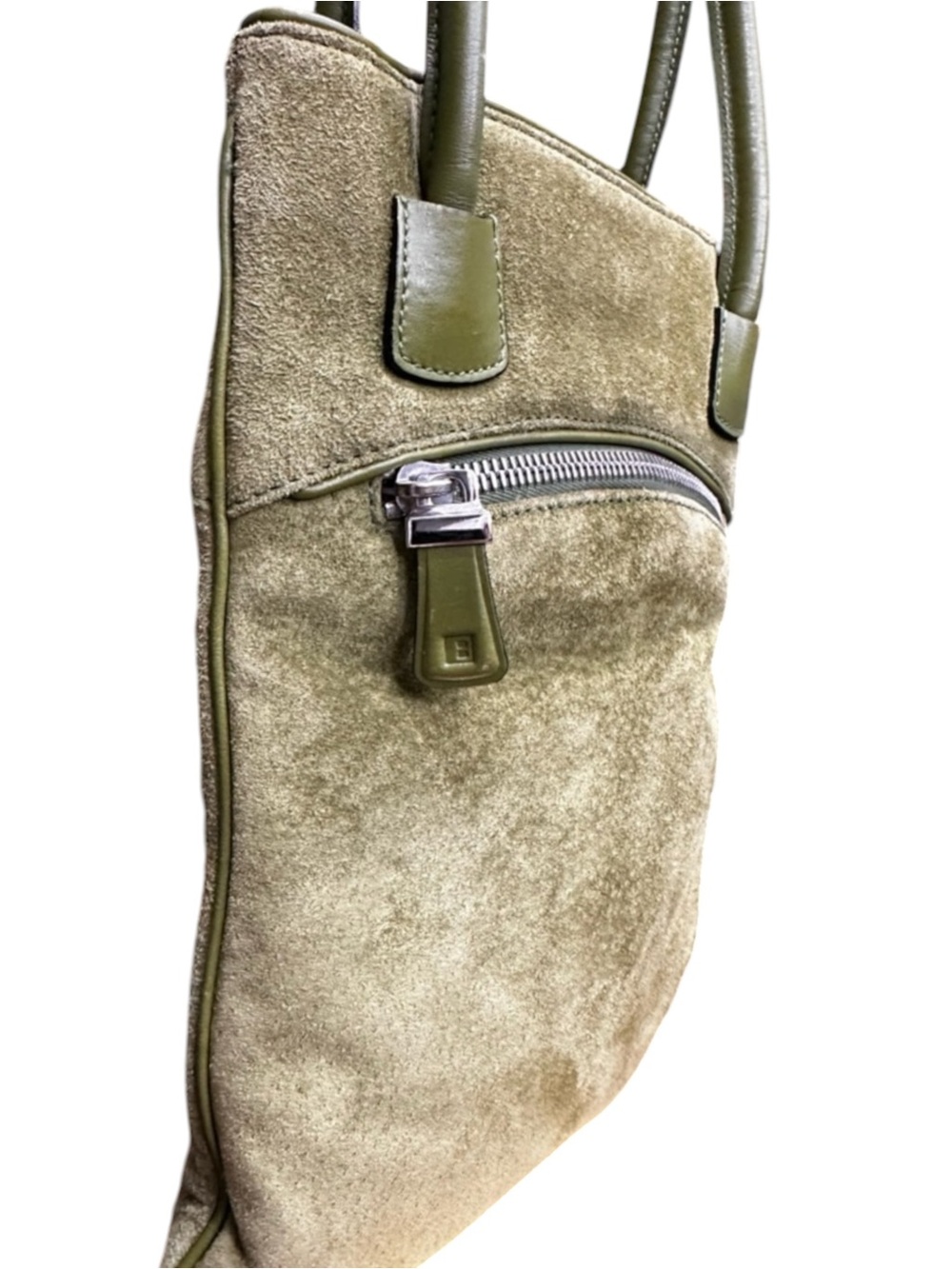 Bally Tanal 02 Avocado Green Pig Suede Leather Tote Made in Italy NWT Tag - Picture 5 of 7